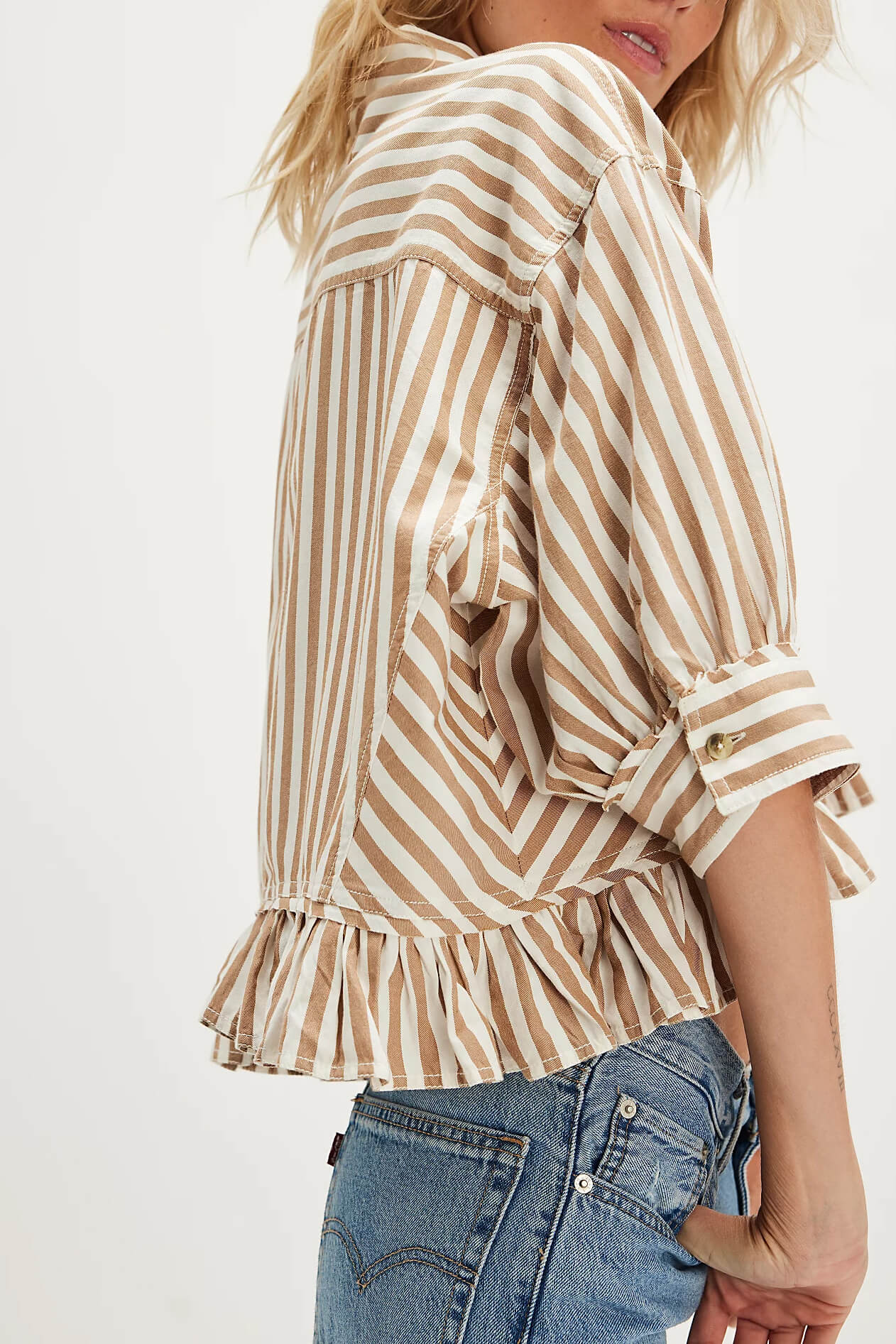 Free People Bailey Stripe Shirt in neutral combo