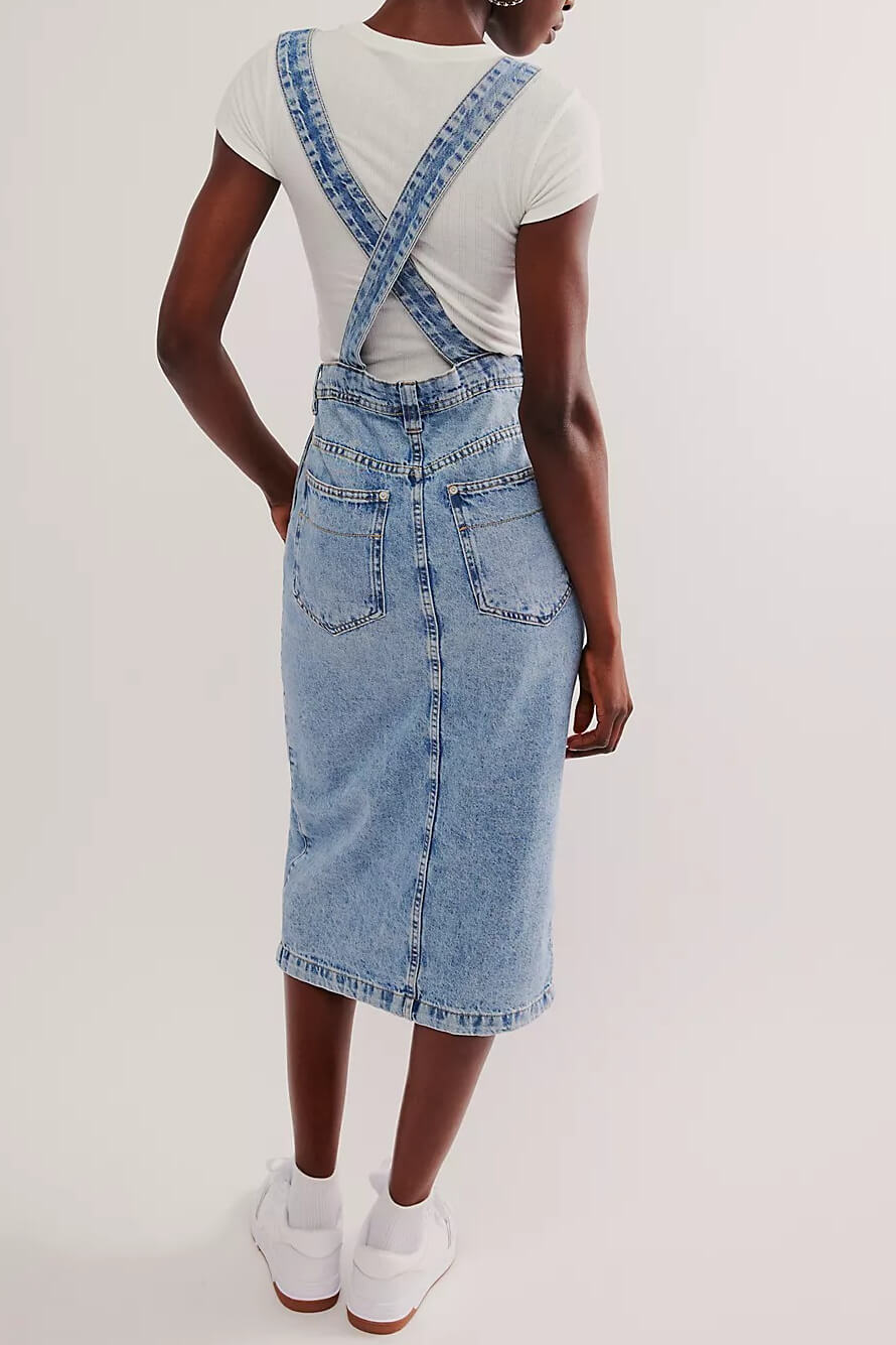 Free People bardot denim skirtall in follow your heart