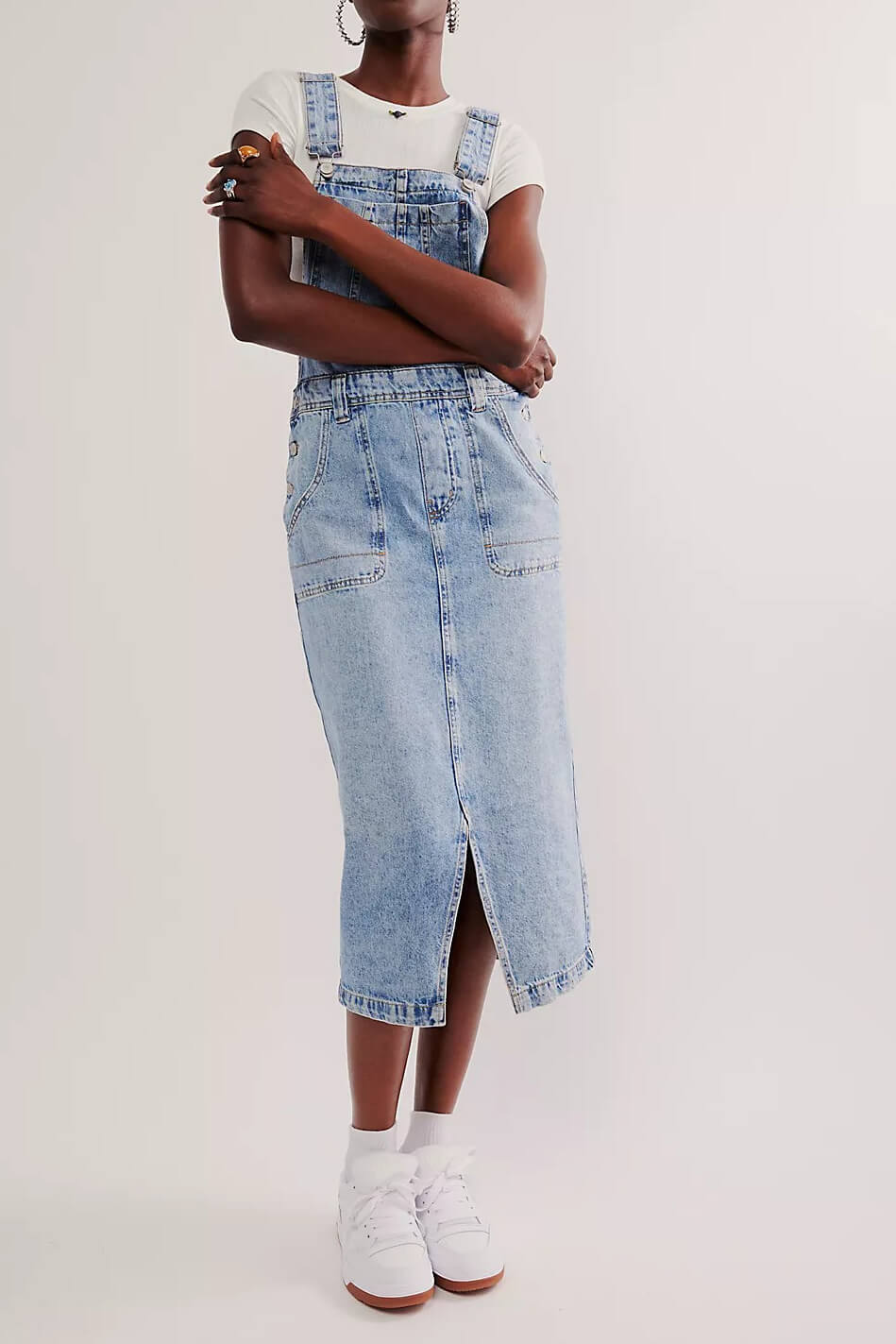 Free People bardot denim skirtall in follow your heart