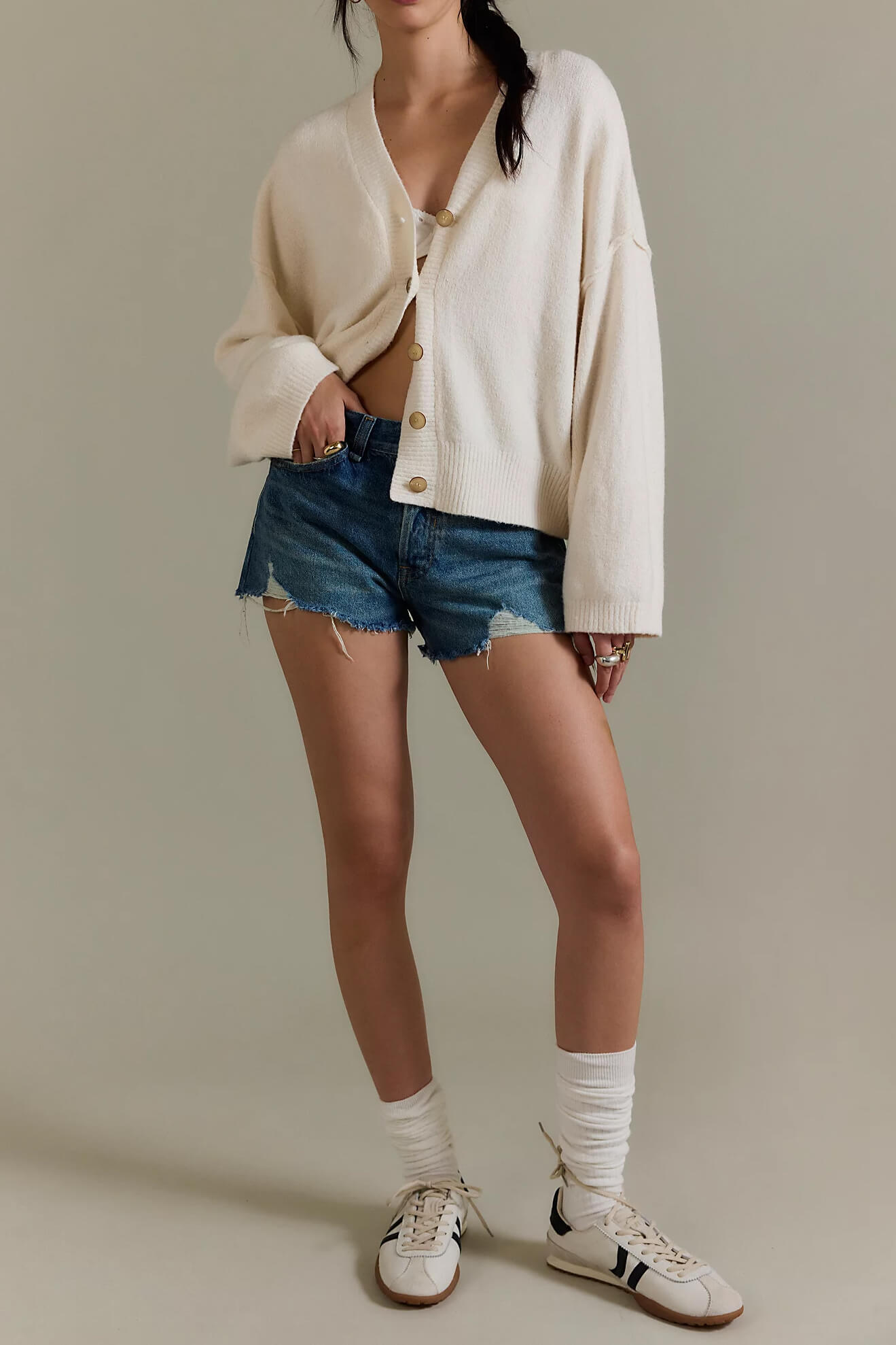 Free People Cool Of The Night Cardigan in ivory