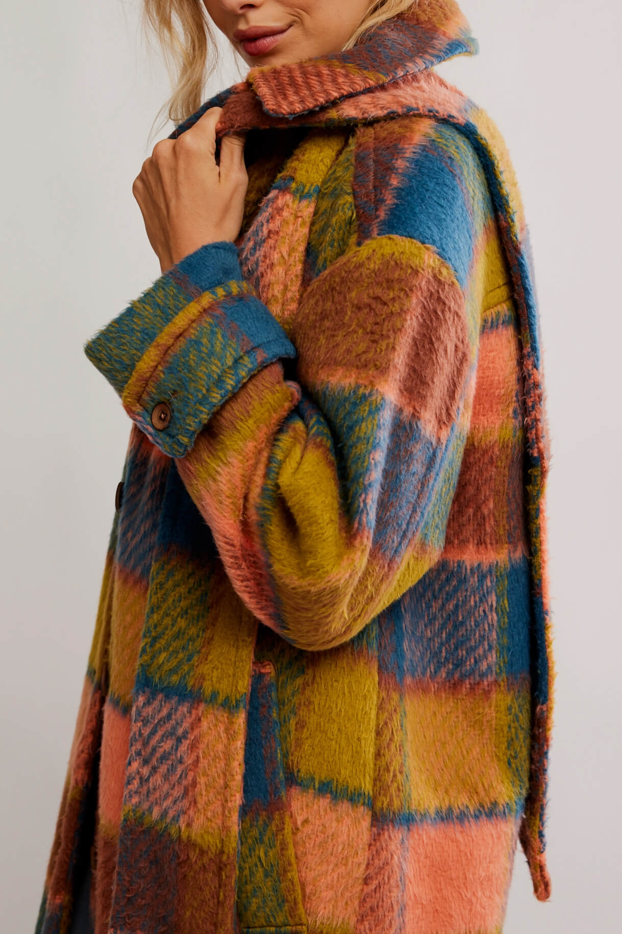 Free People Dalton Wool Coat in coral