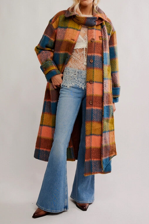 Free People Dalton Wool Coat in coral