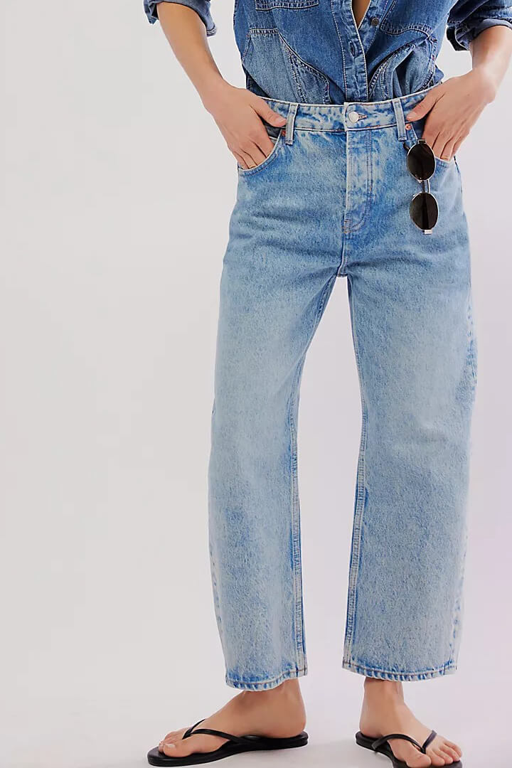 Free People Deep Trance Dropped BF Jeans in sweet dreams