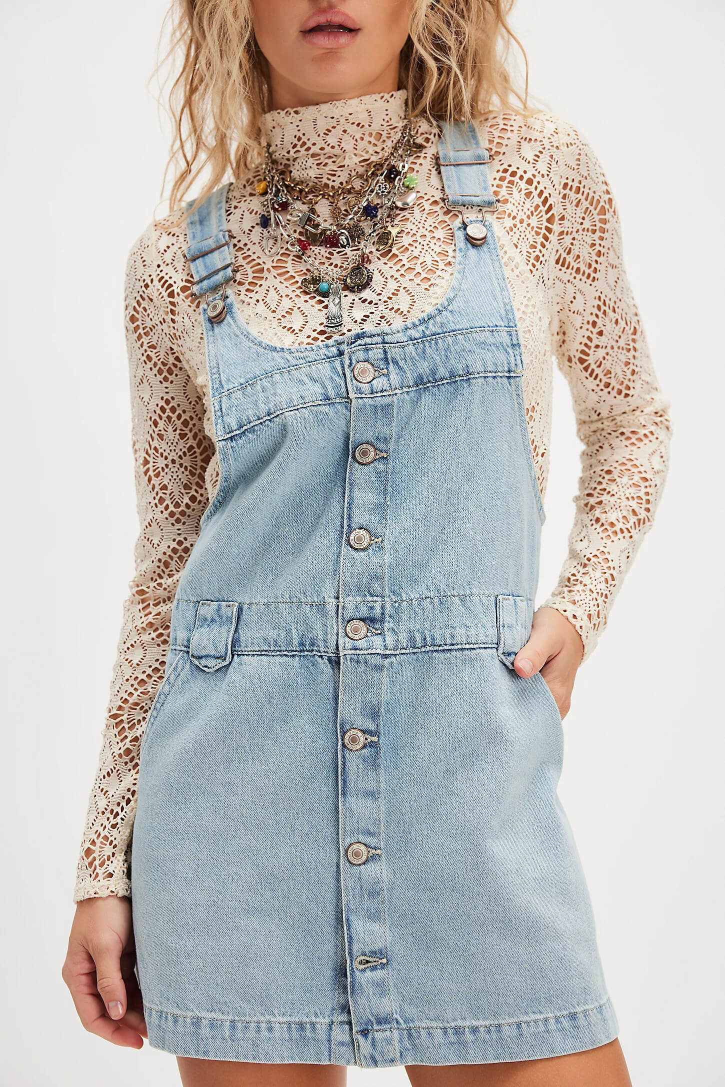 Free People Edie denim skirtall in apple blues