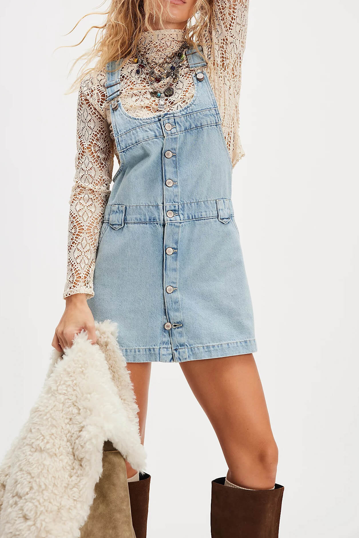 Free People Edie denim skirtall in apple blues