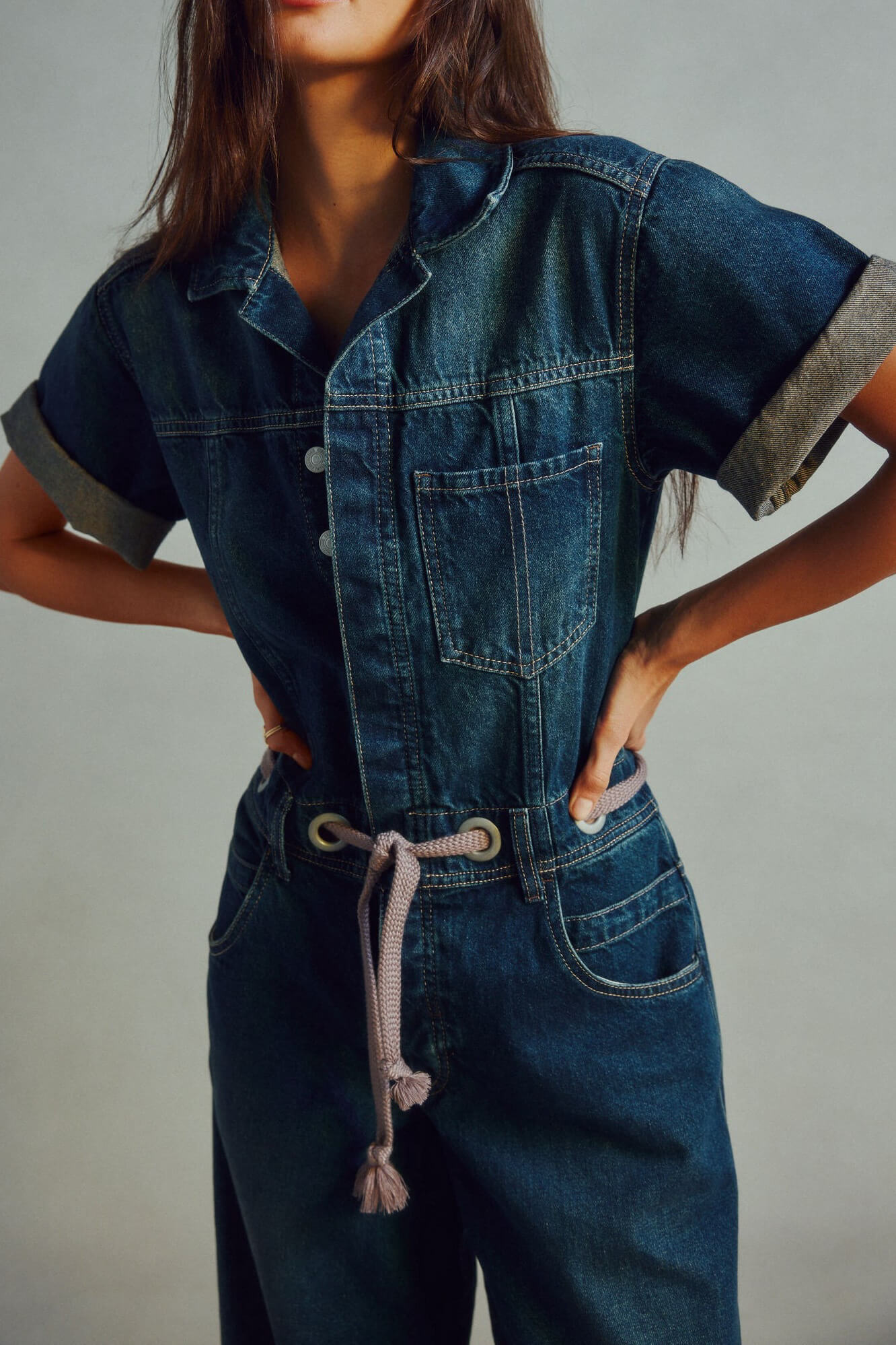Free People Edison coverall in cerulean skies