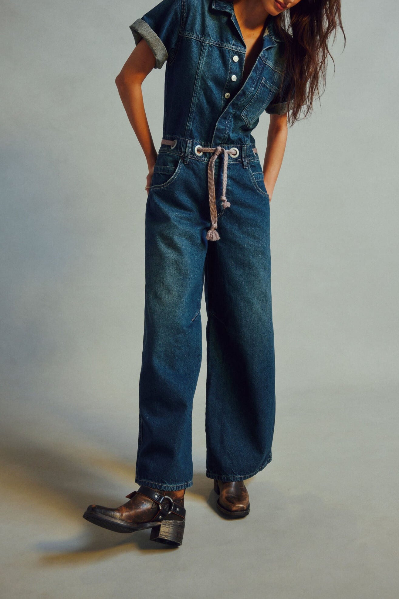 Free People Edison coverall in cerulean skies