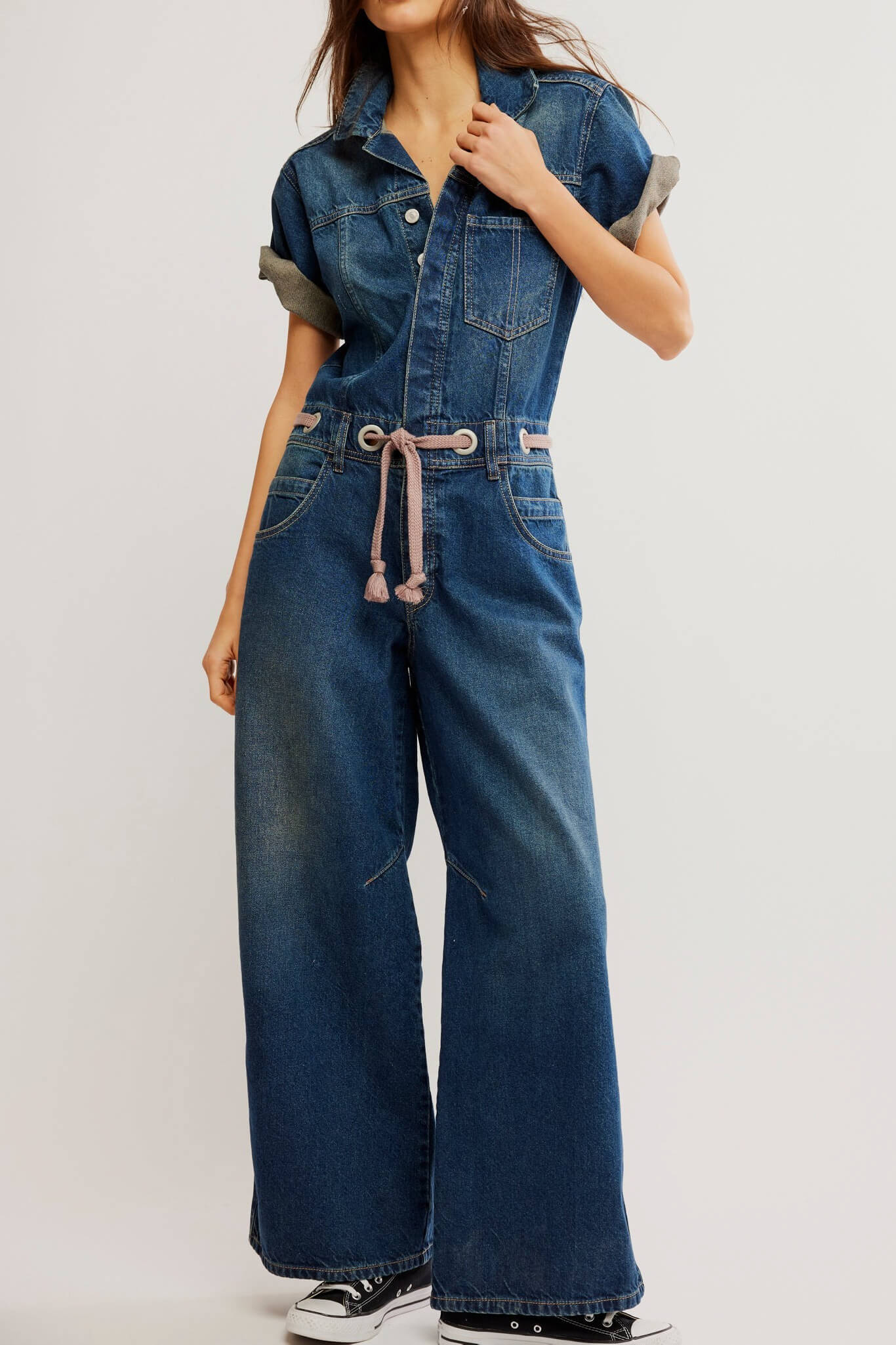 Free People Edison coverall in cerulean skies
