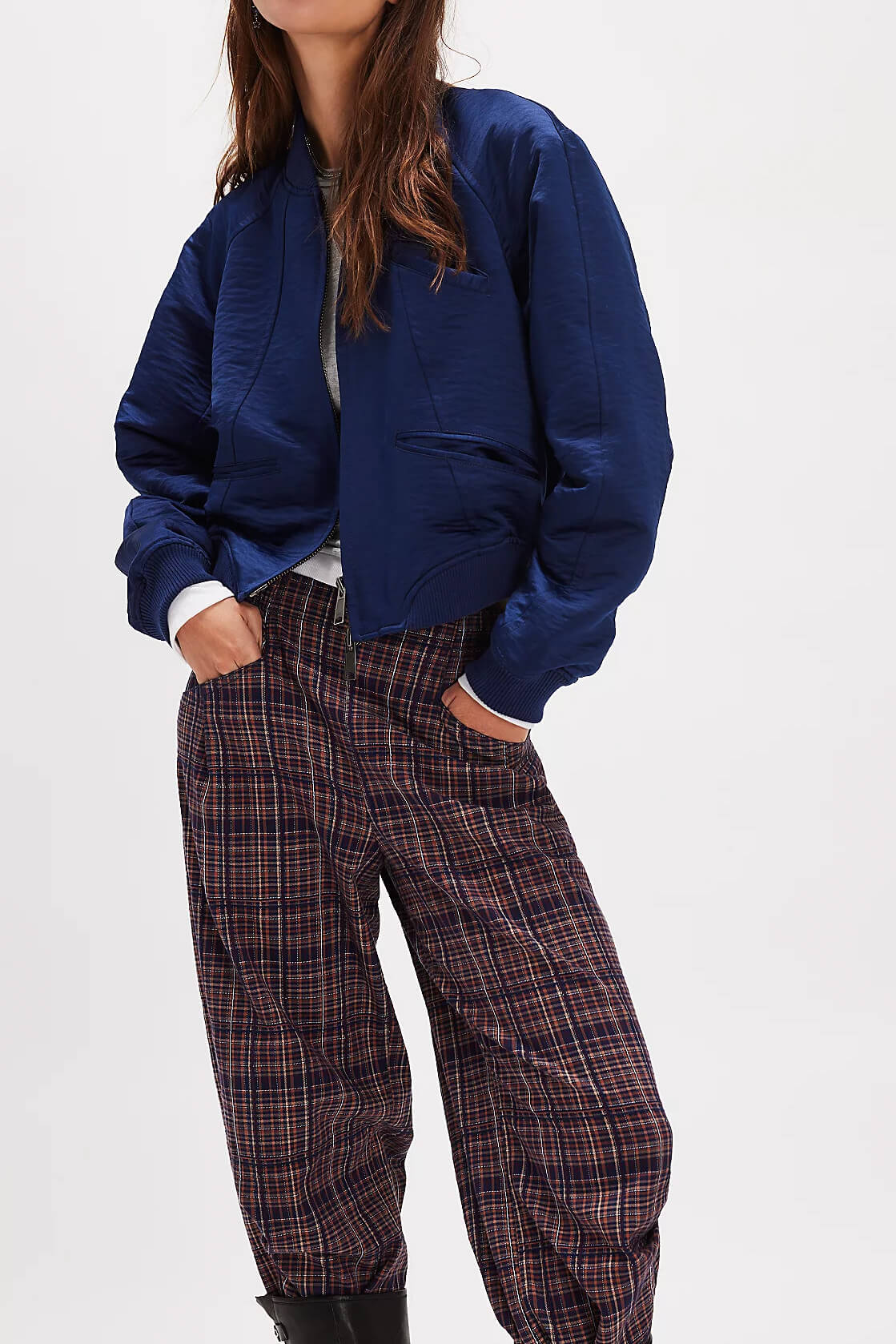 Free People Ellie Satin Bomber in cosmic