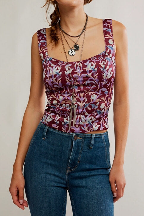 Free People Grace Corset Cabernet Combo