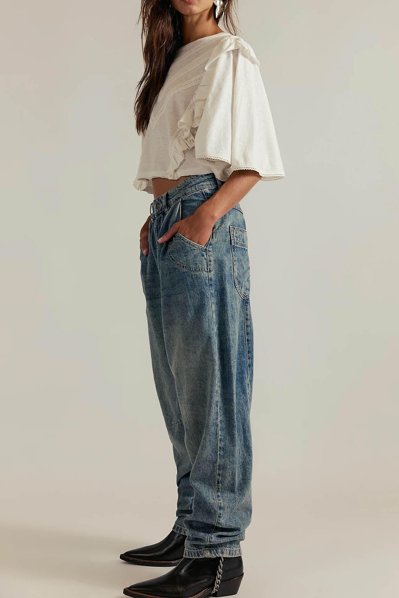 Free People Heartland Baggy Jean in creekstone