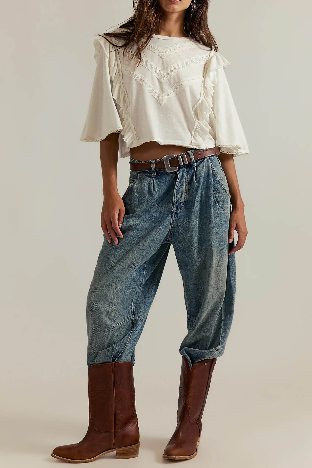 Free People Heartland Baggy Jean in creekstone