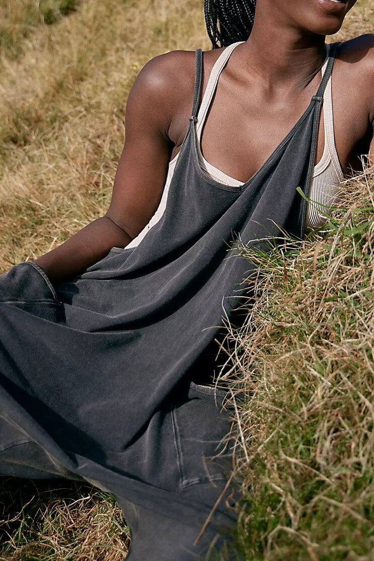 Free People hot shot onesie in washed black