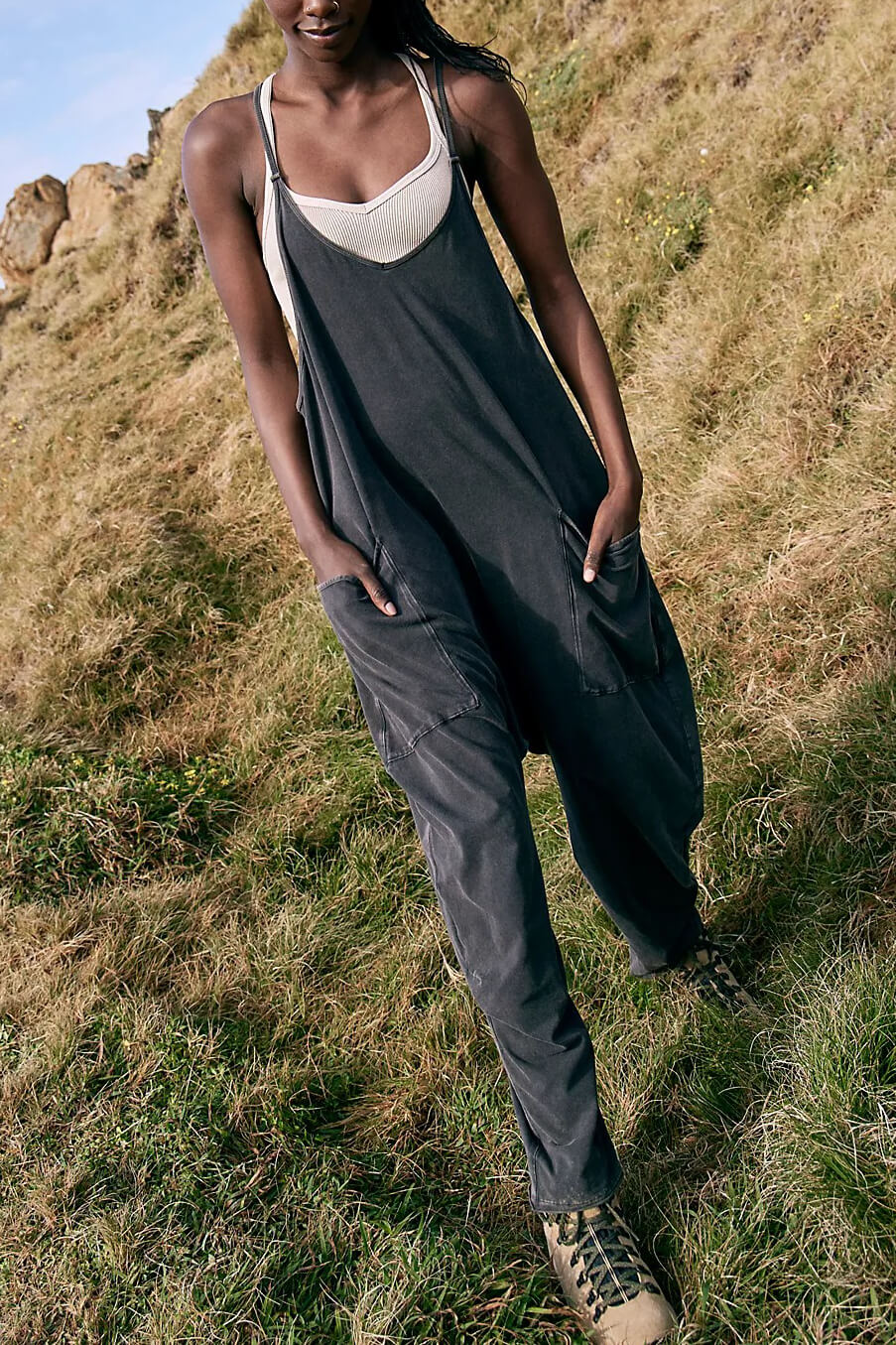 Free People hot shot onesie in washed black