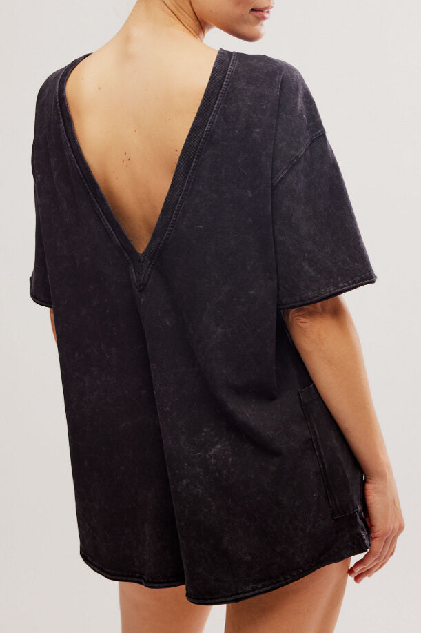 Free People hot shot tee romper in black