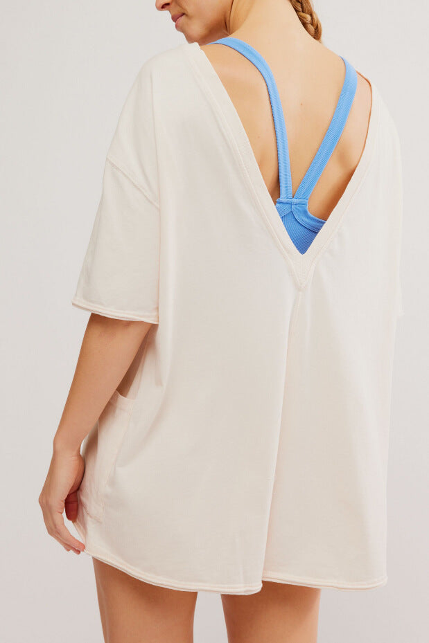 Free People hot shot tee romper in bleached clay