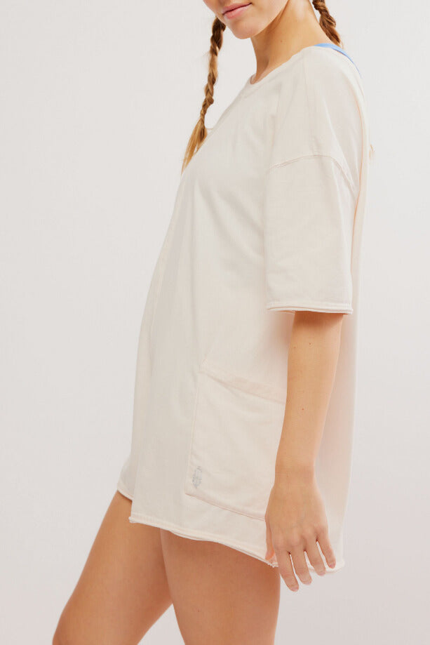 Free People hot shot tee romper in bleached clay