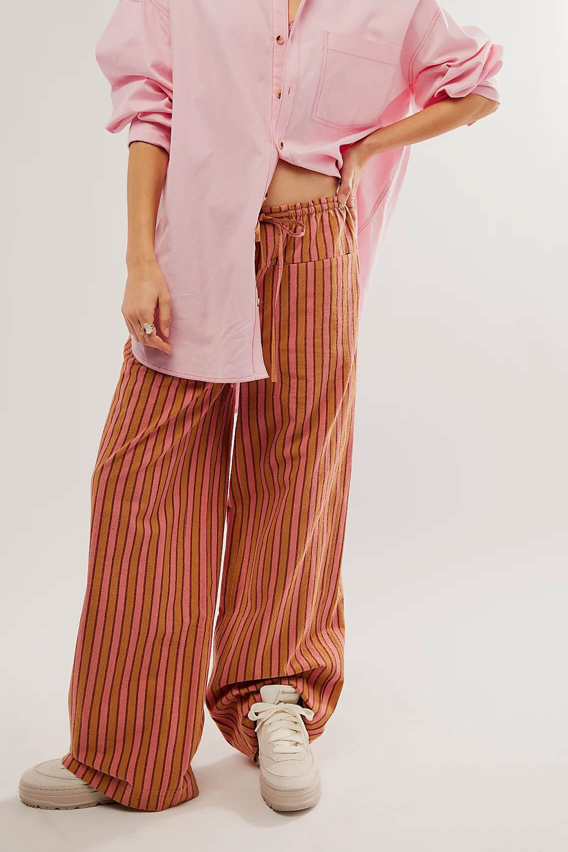 Free People hudson canyon stripe pant in brown combo