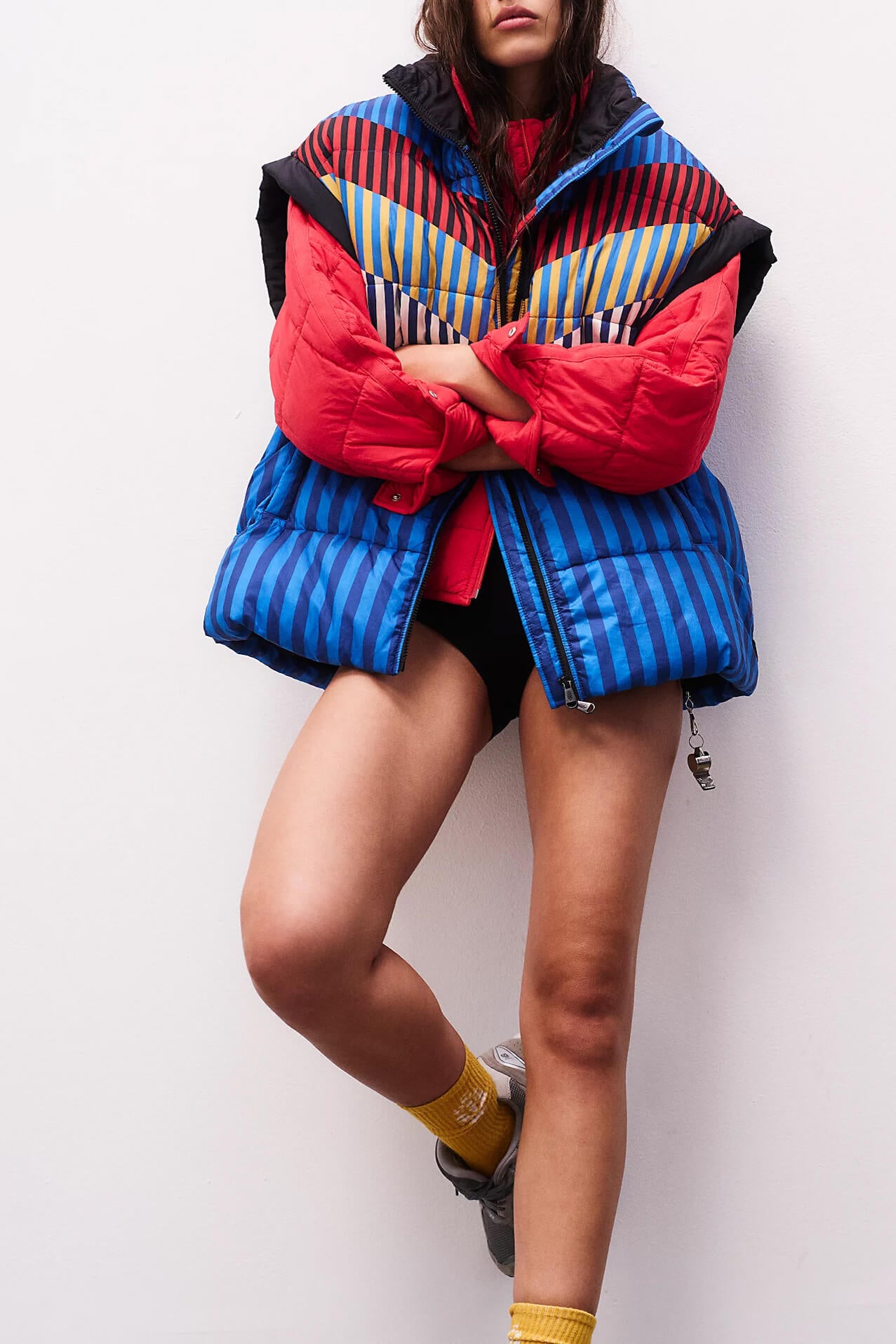 Free People In A Bubble Vest chevron camper blue