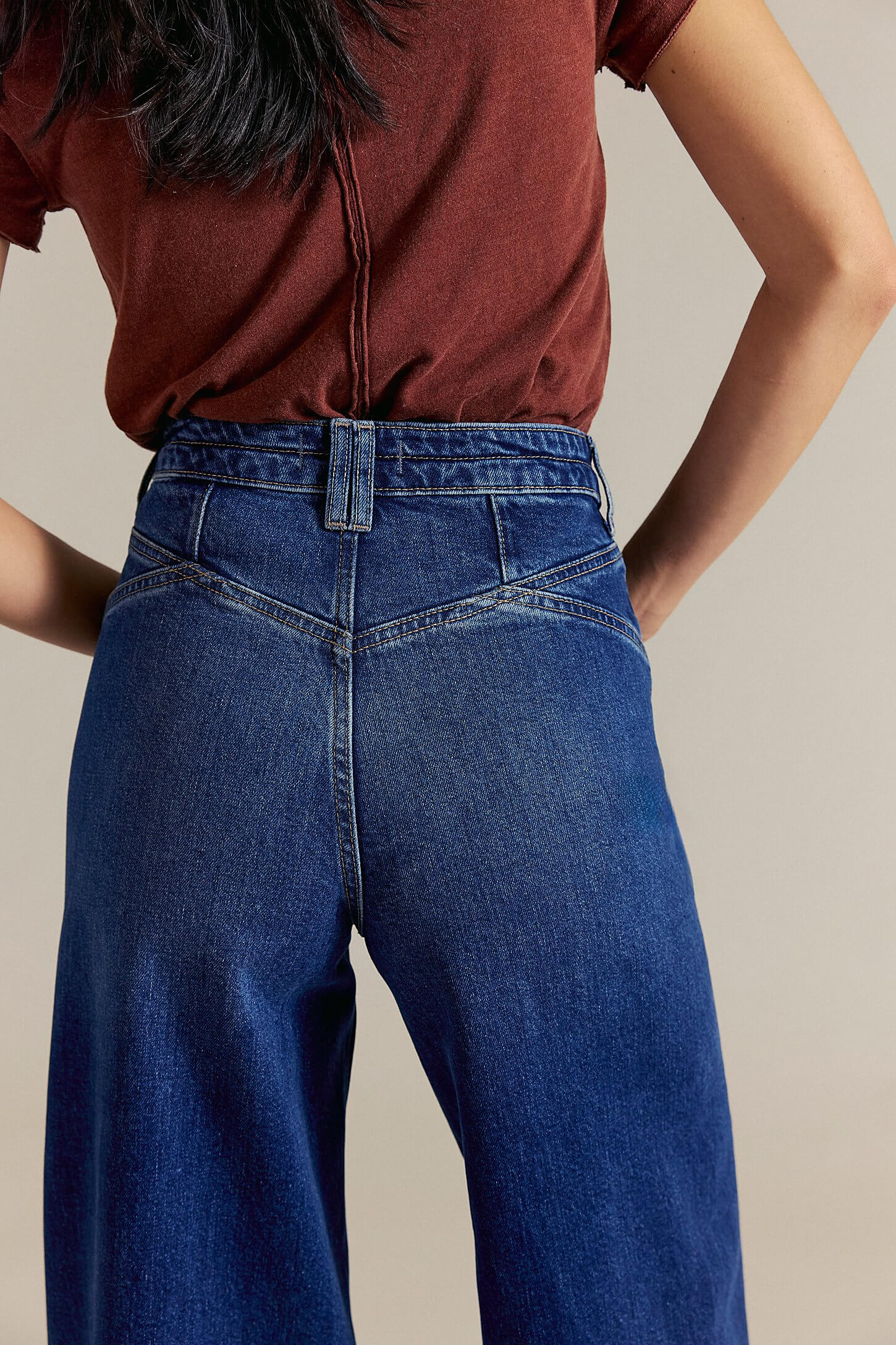 Free People Kellee High Rise Palazzo jeans in blue night
