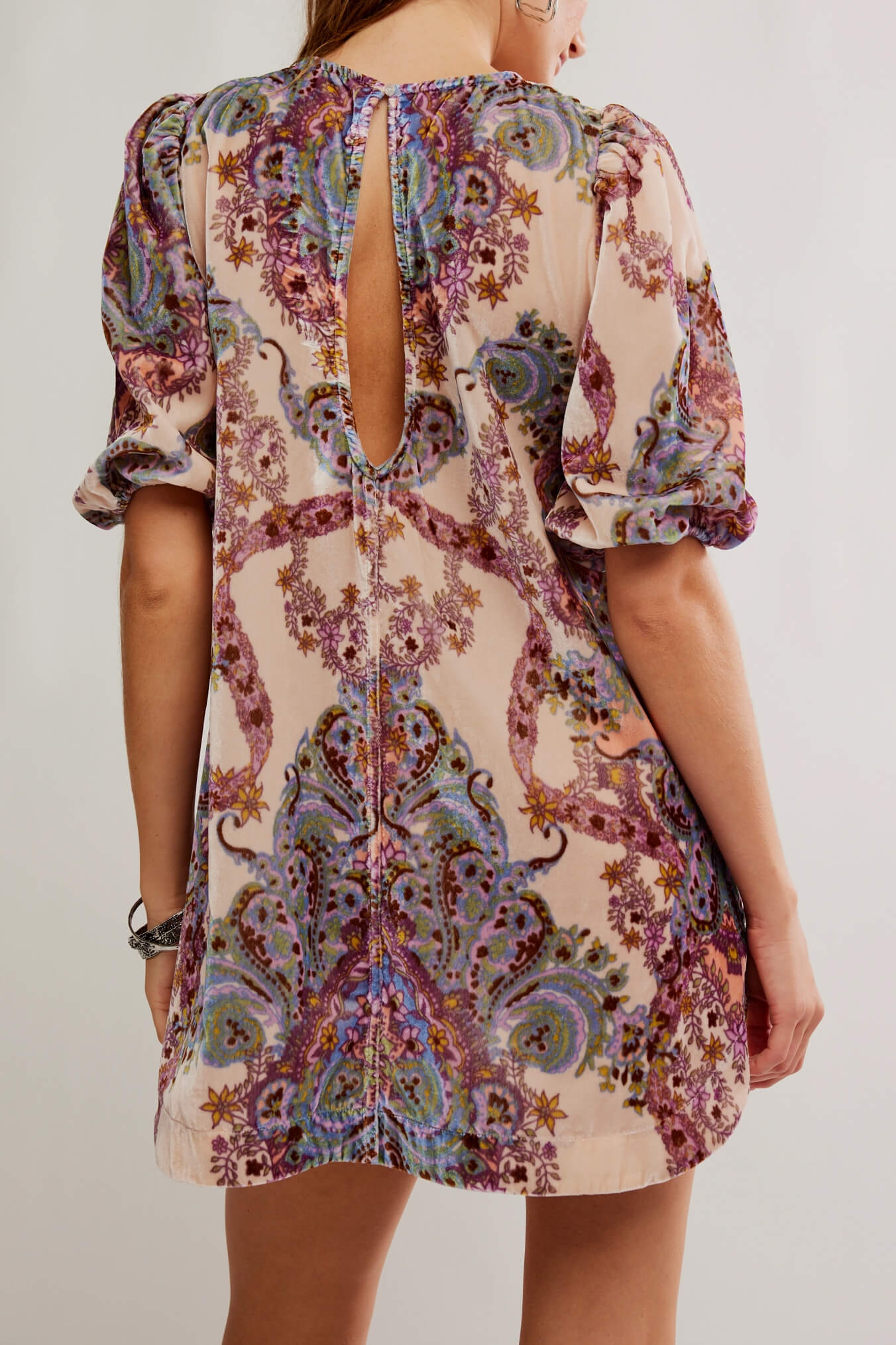 Free People Maye Velvet Tunic in tea combo
