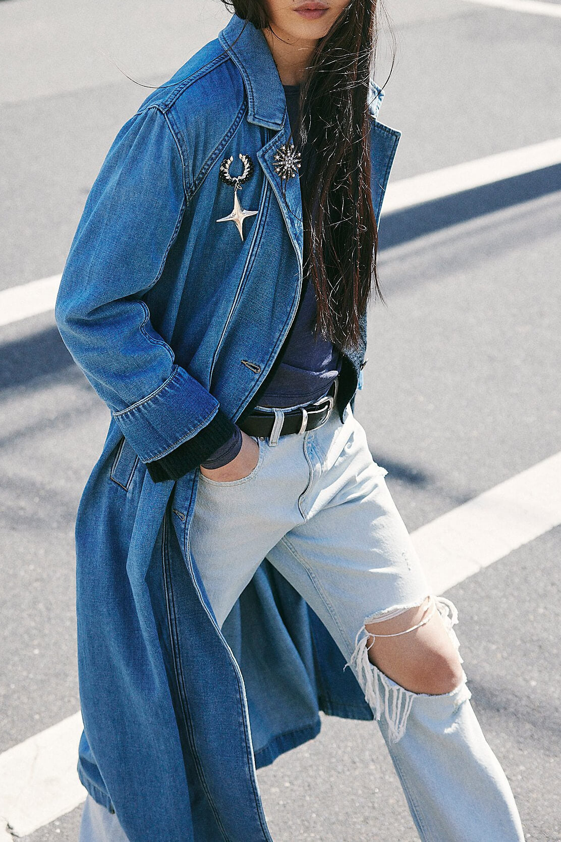Free People Monique Indigo Duster in sunlight blue
