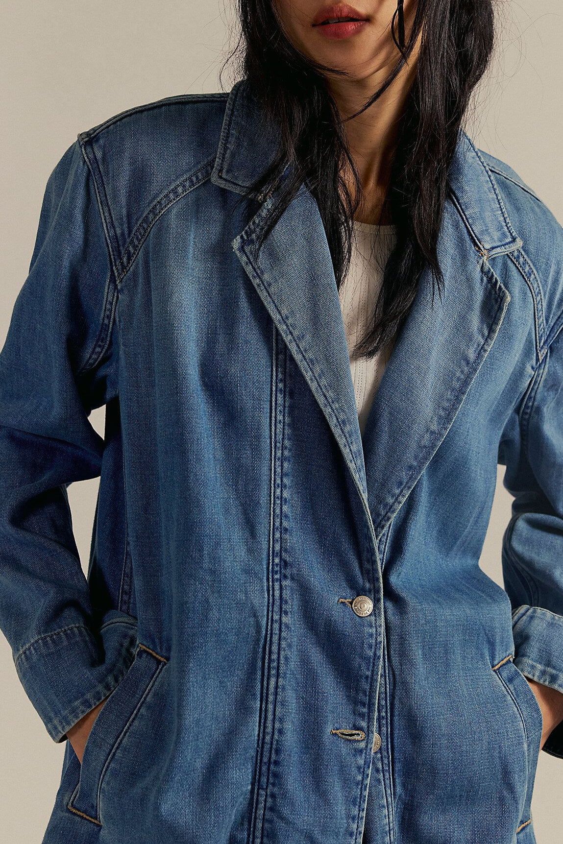 Free People Monique Indigo Duster in sunlight blue