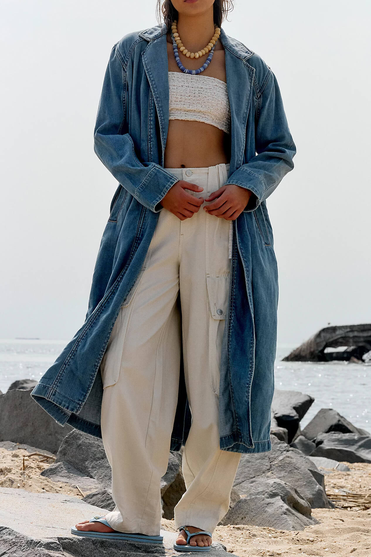 Free People Monique Indigo Duster in sunlight blue