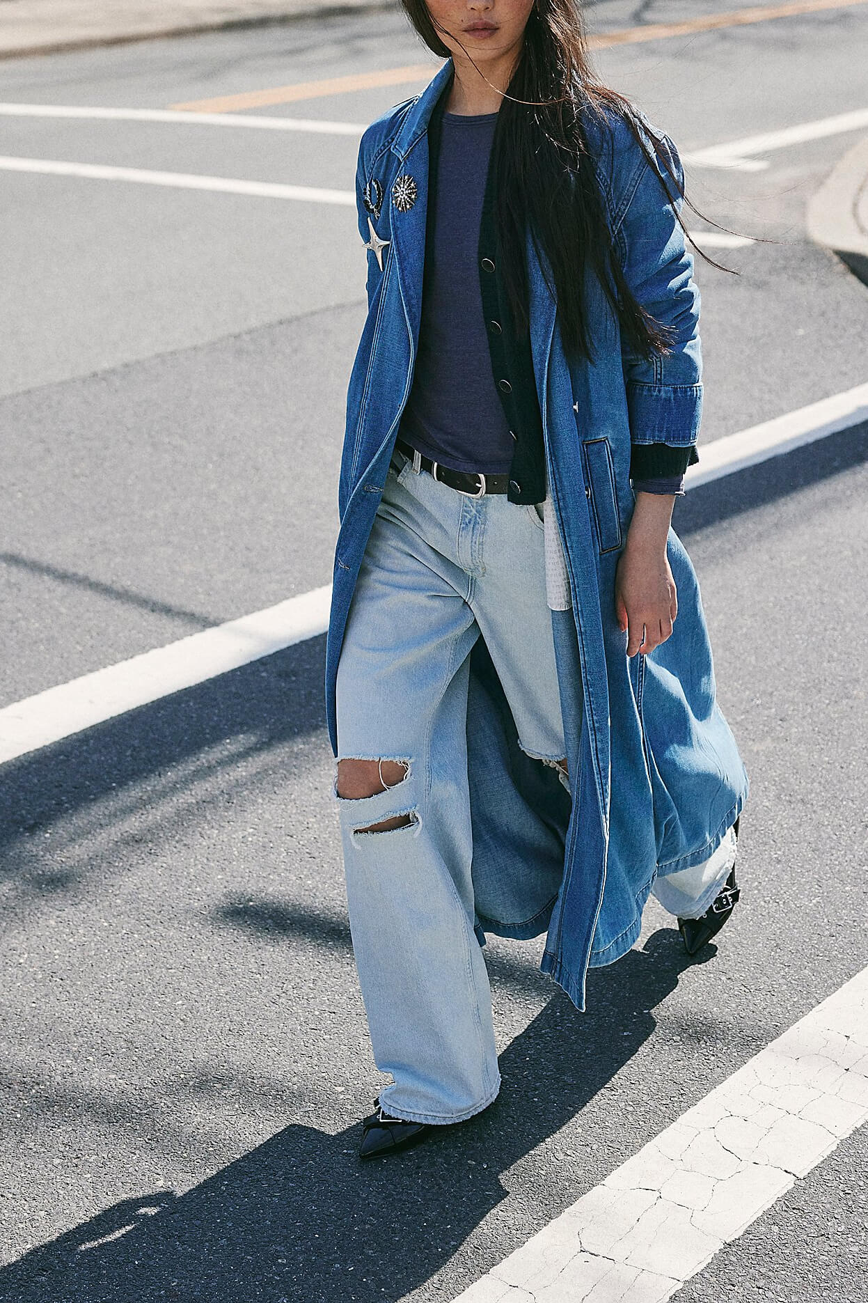 Free People Monique Indigo Duster in sunlight blue