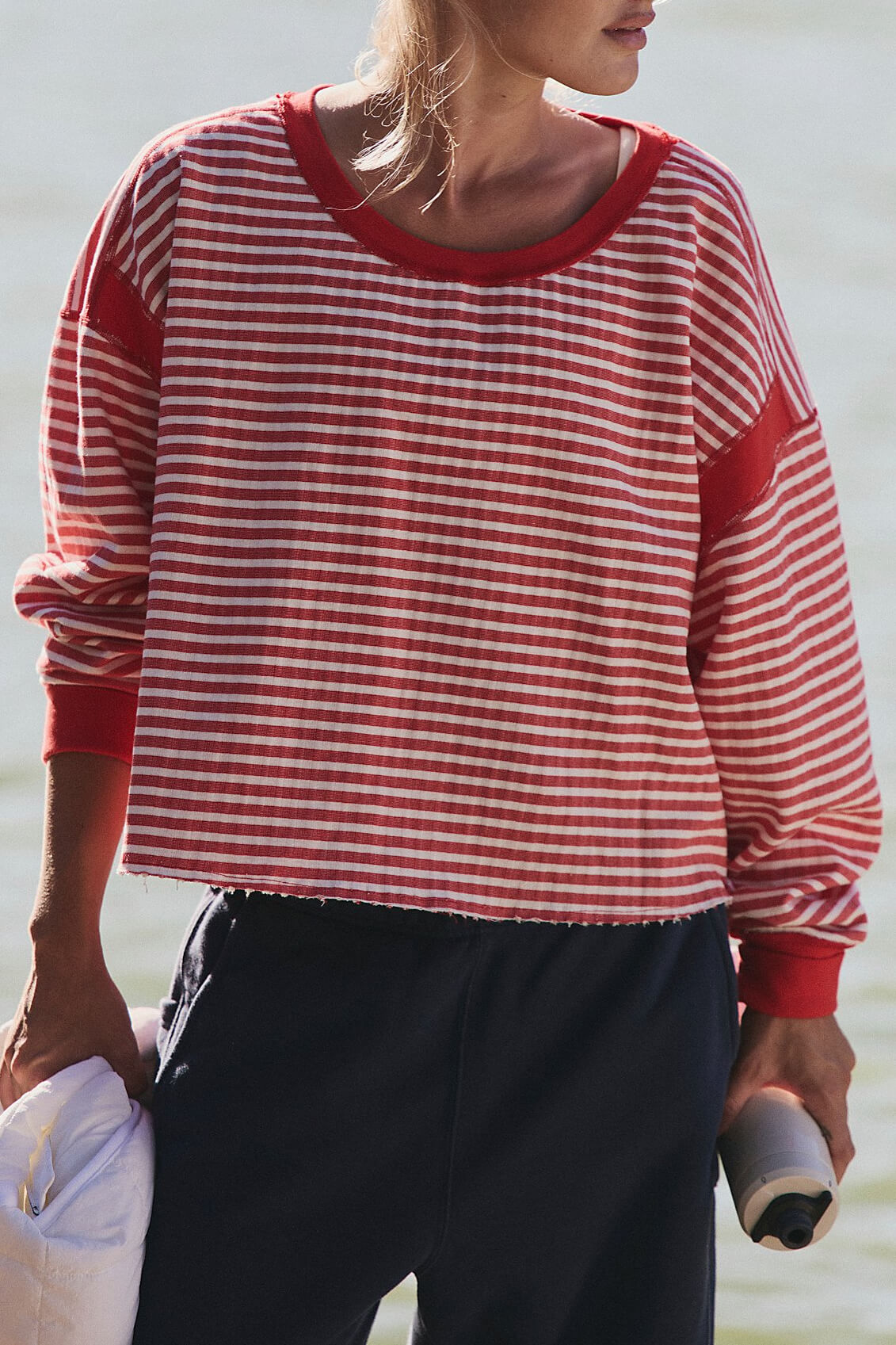 Free People My Time Textured Layer in victory red