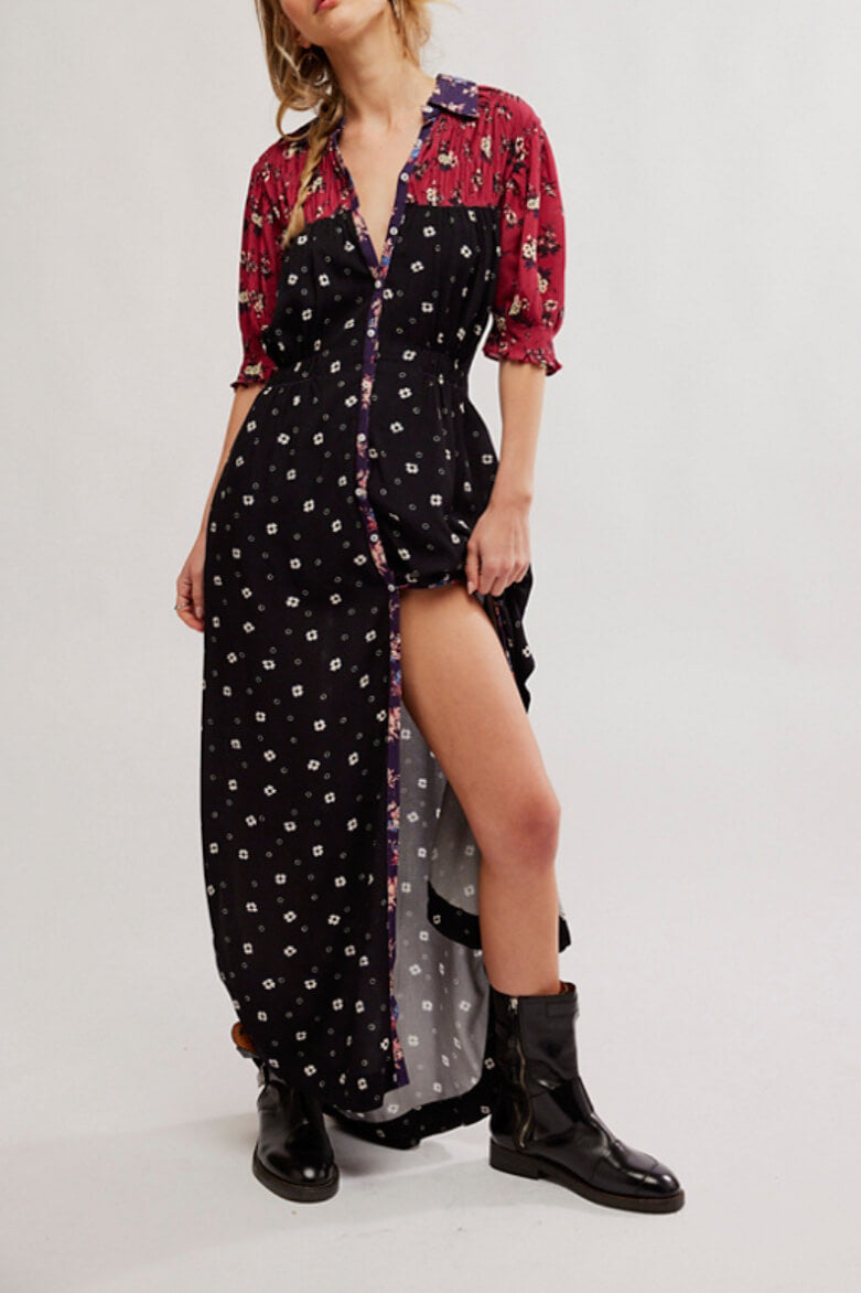 Free People Nora midi in black combo