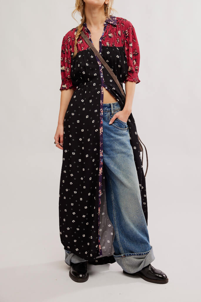 Free People Nora midi in black combo