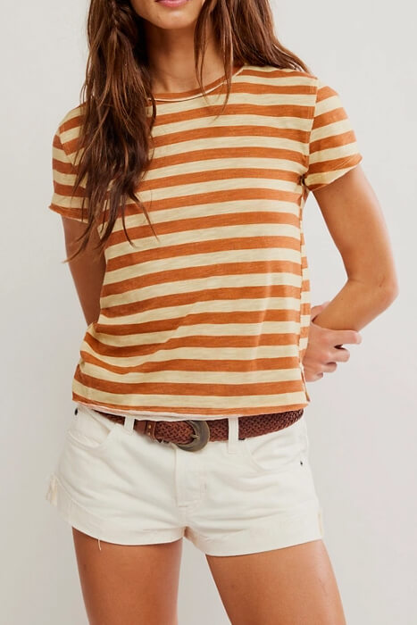 Free People Nora Tee in mocha combo