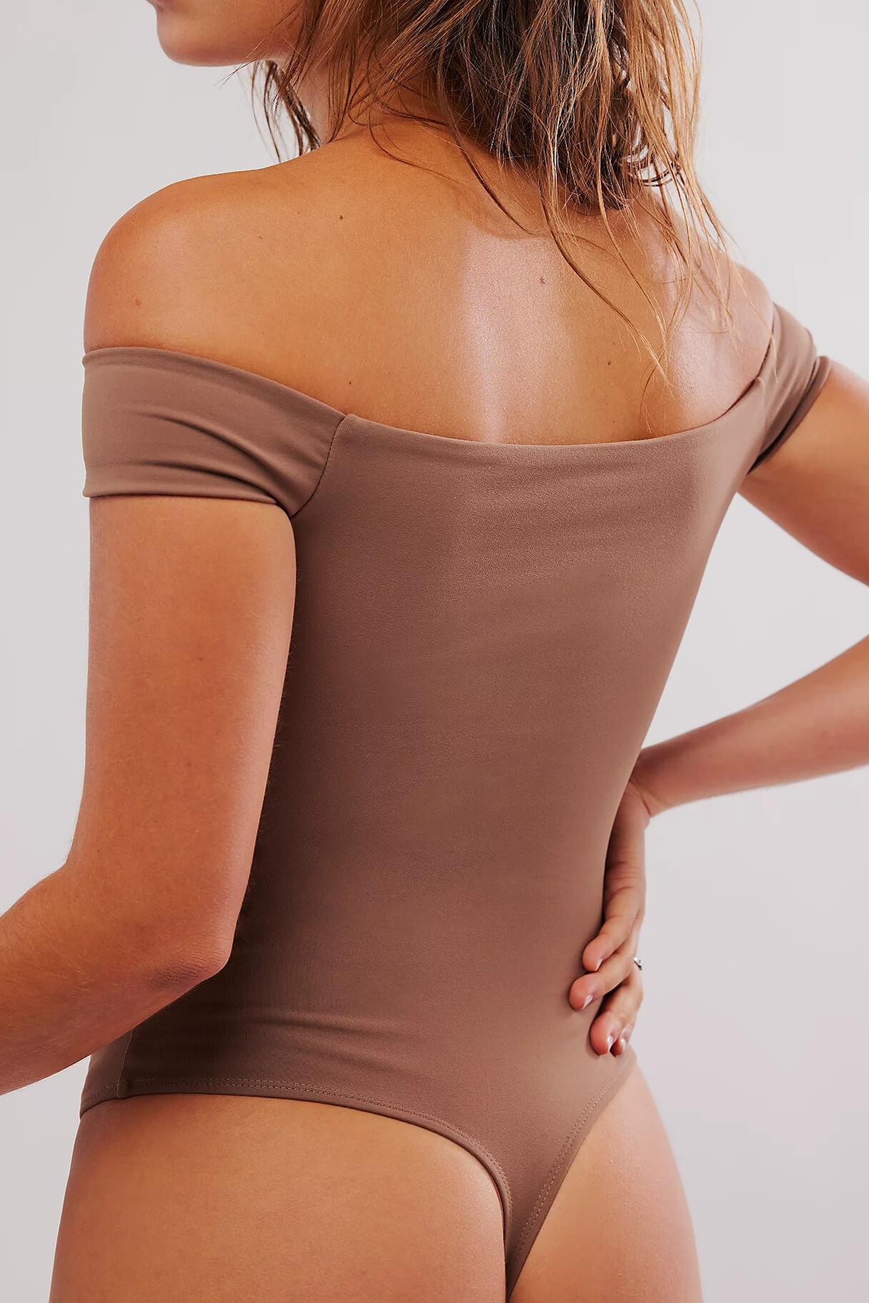 Free People off to the races bodysuit in cocoa