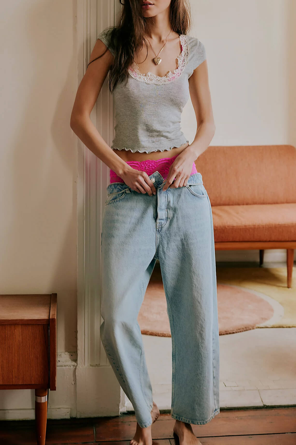 Free People Oh My Darling Tee in heather grey