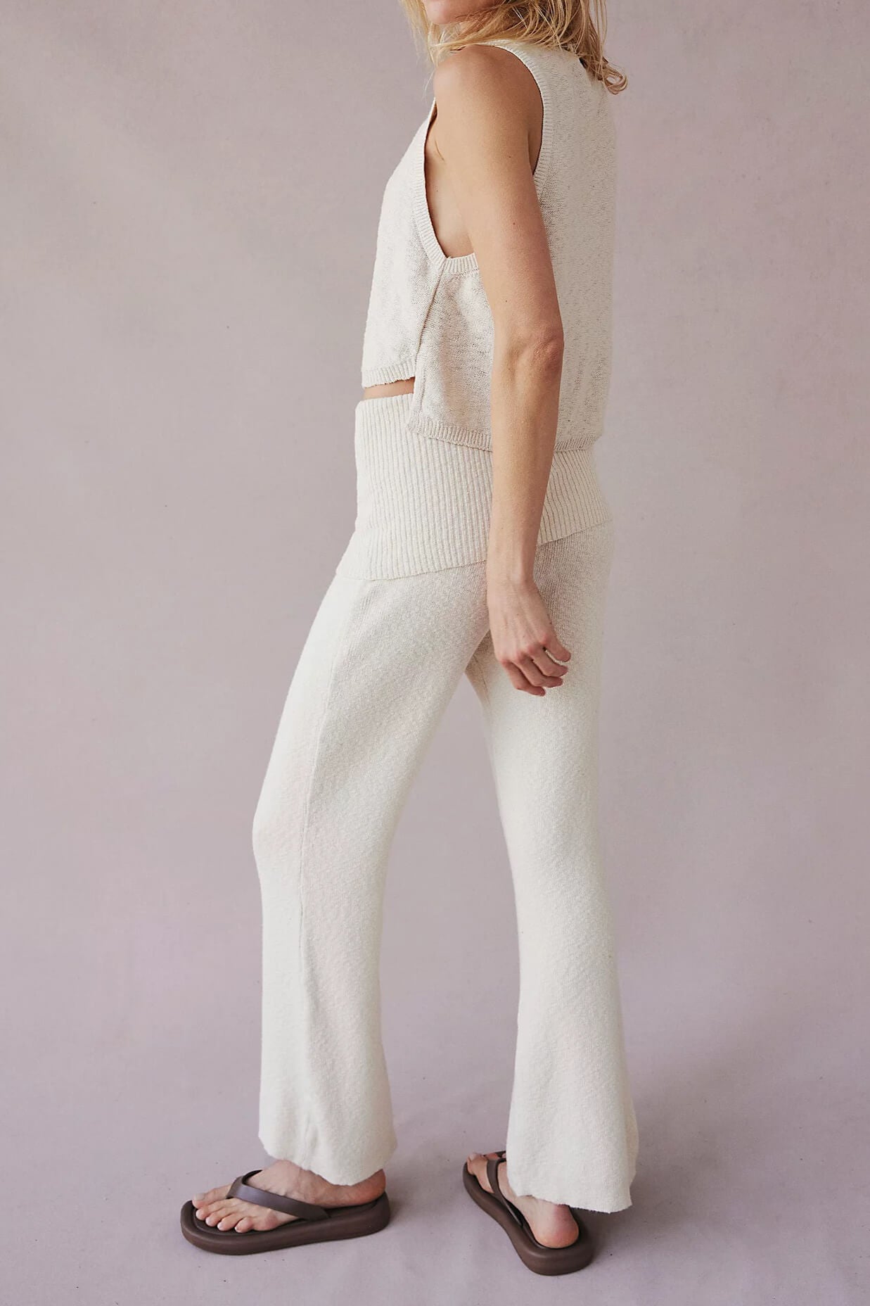 Free People ruby sweater pant set in raw white