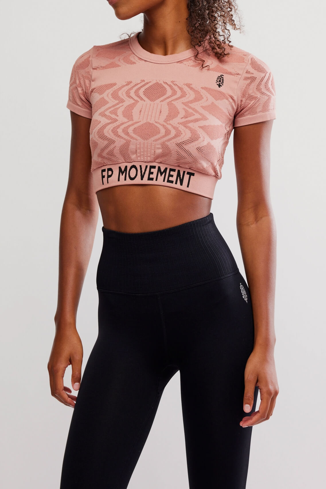 Free People Run The Distance Baby Tee in petal combo