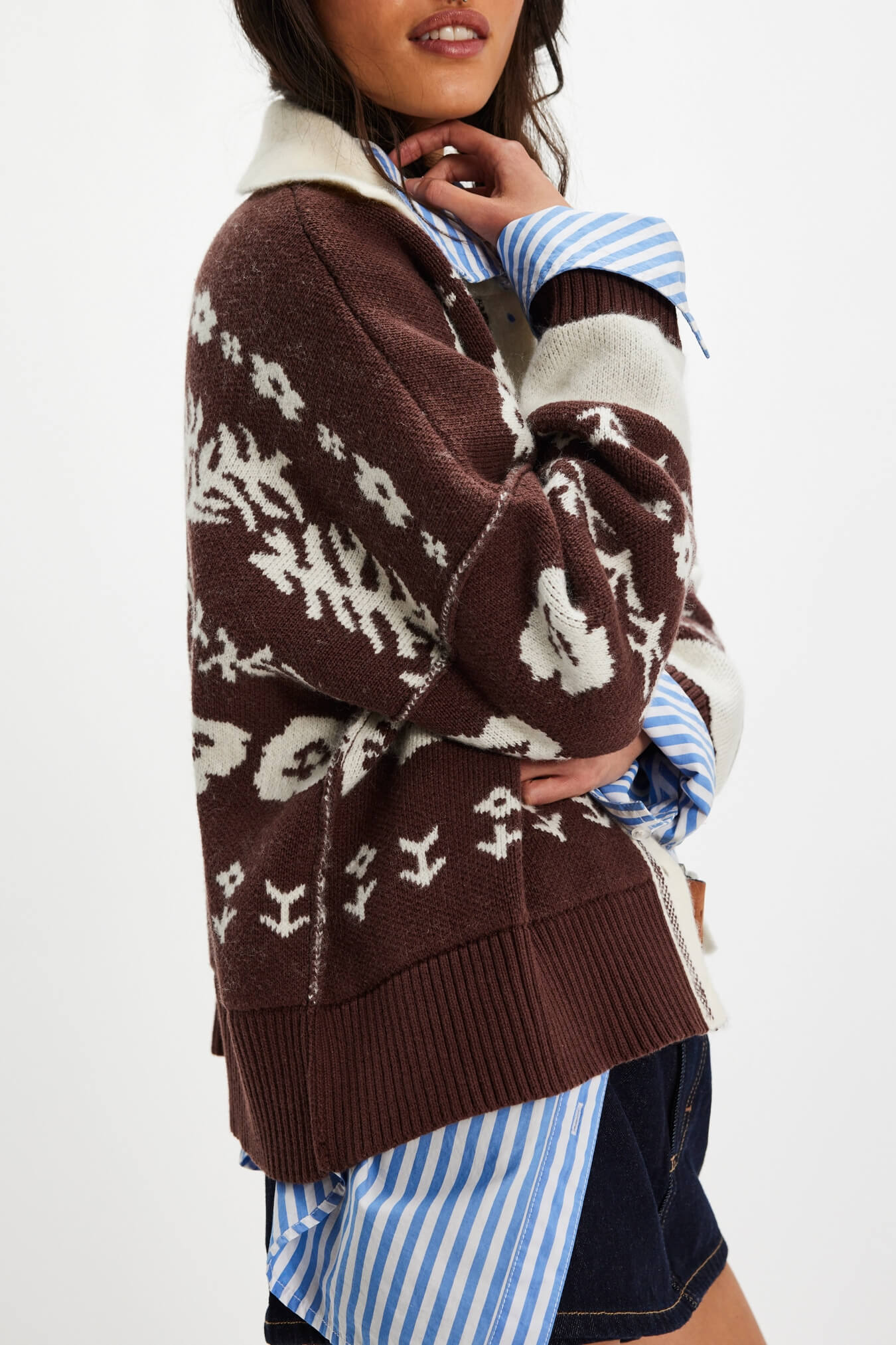 Free People Shelby Cardigan chocolate combo
