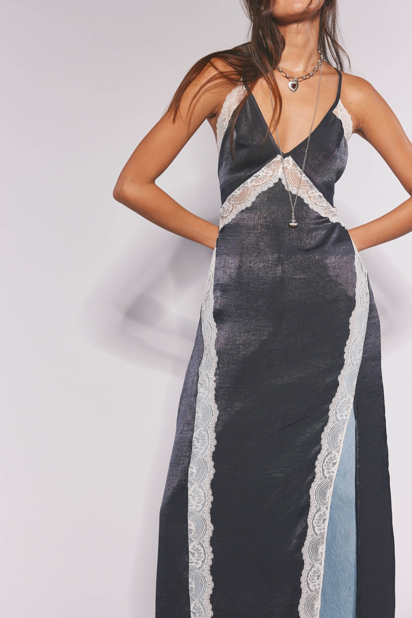 Free People Some Kind Of Love Slip Dress in black combo