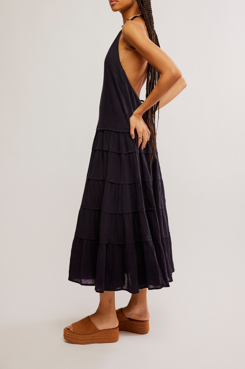 Free People somewhere sunny maxi in black