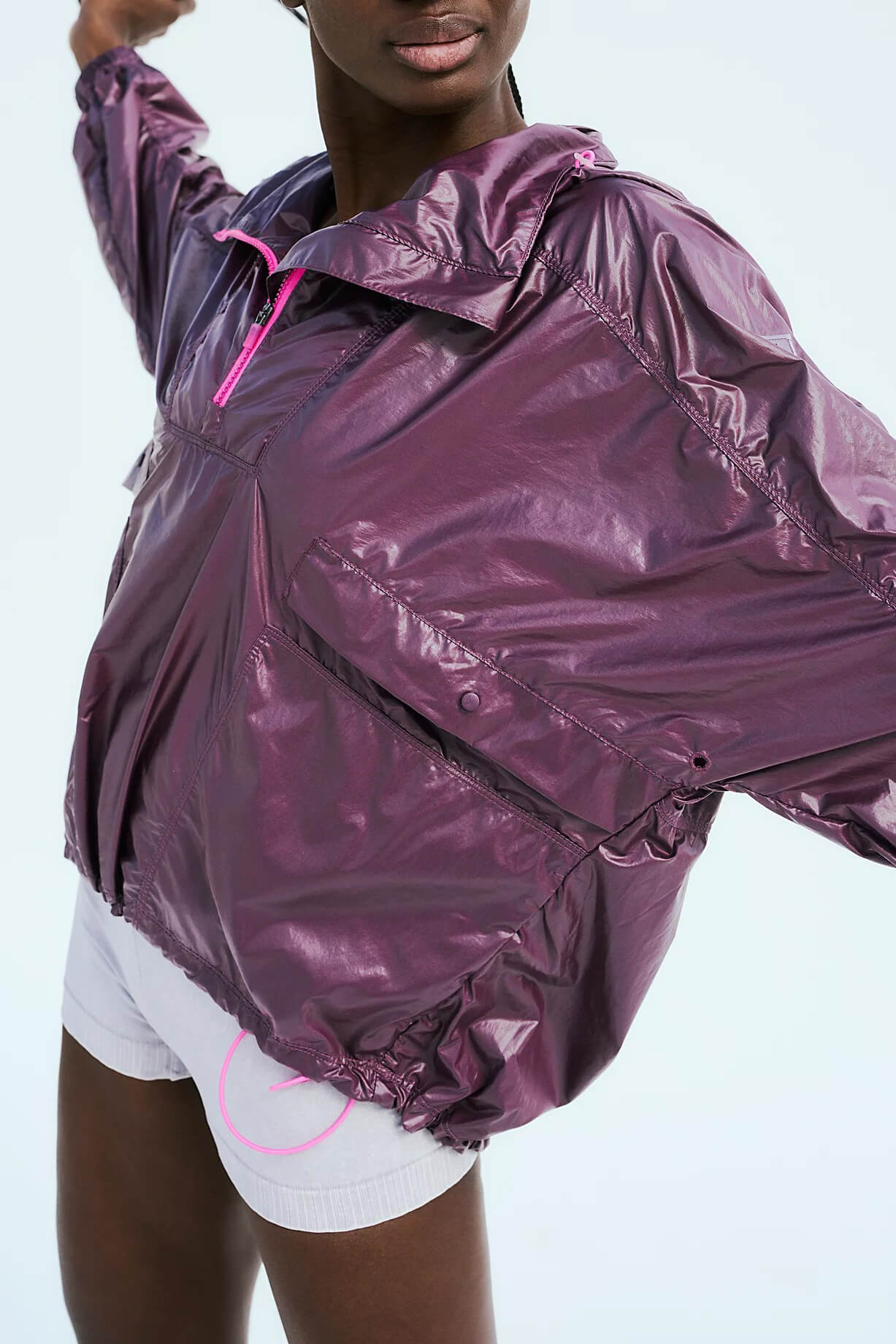 Free People spring showers solid rain jacket in black tea