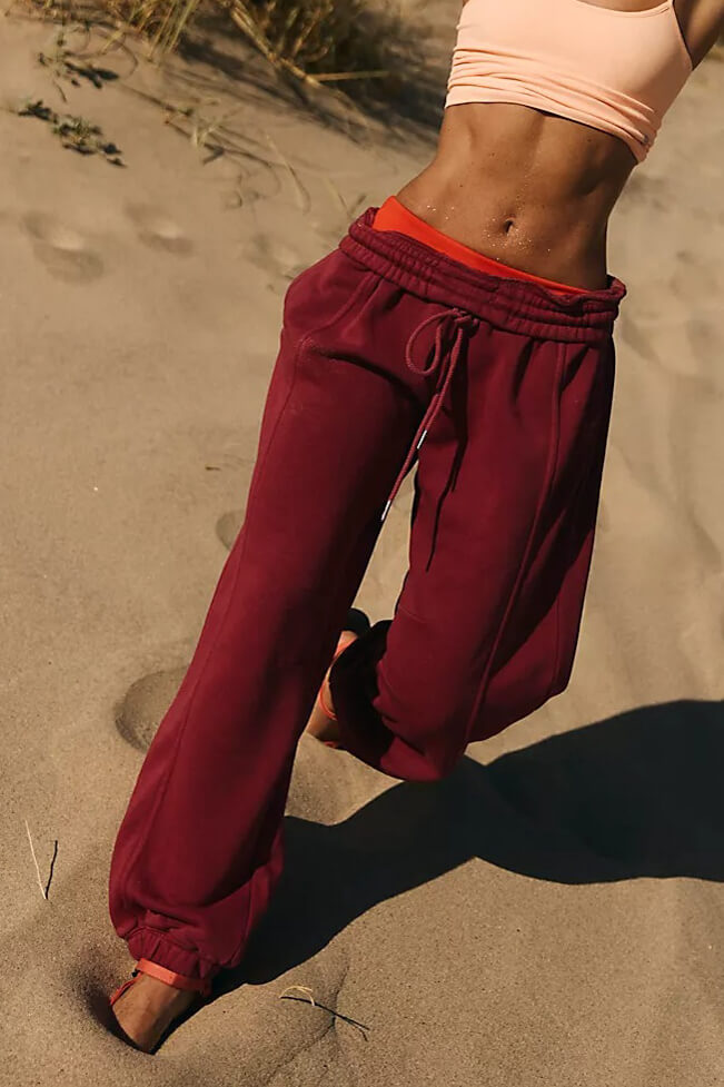 Free People sprint to the finish pants in sour cherry