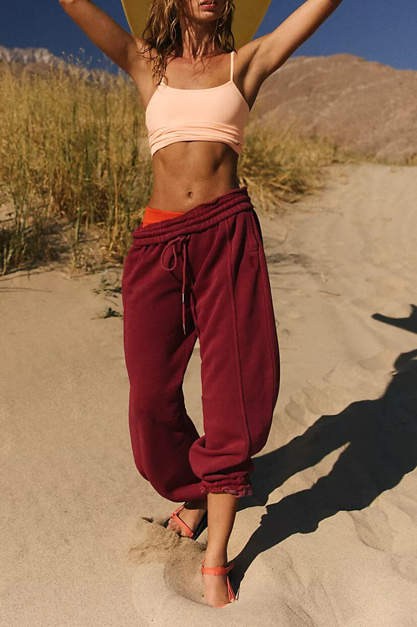 Free People sprint to the finish pants in sour cherry