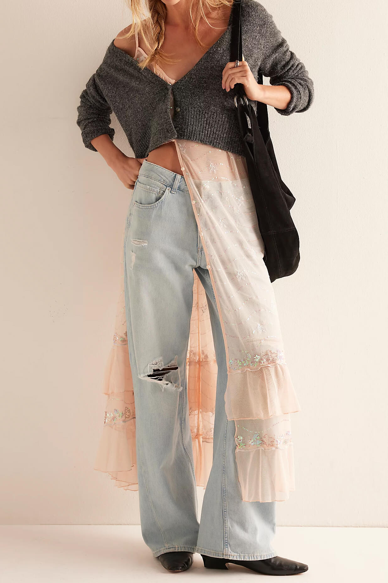 Free People Star Of The Show Midi Slip in peach dust