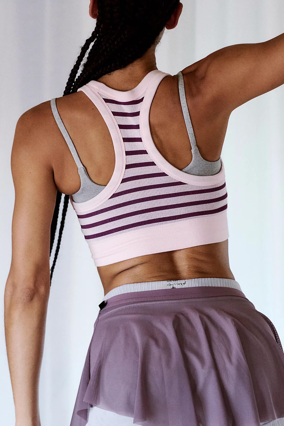 Free People stripes go to bra in deep mulberry