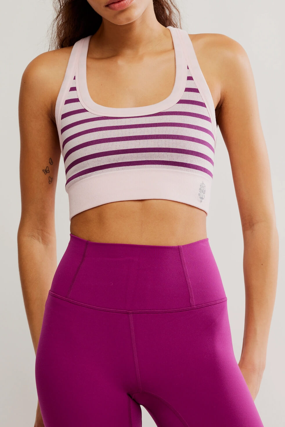 Free People stripes go to bra in deep mulberry