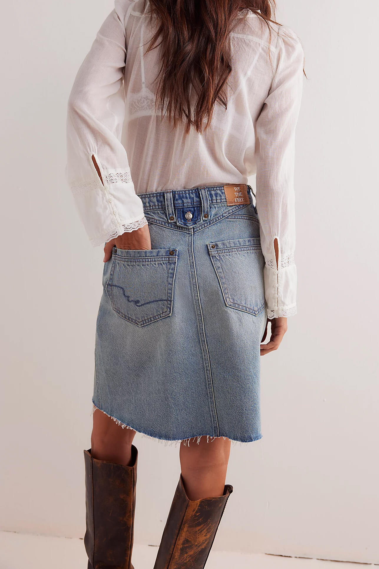 Free People Suzy Denim midi in sun stoned blue