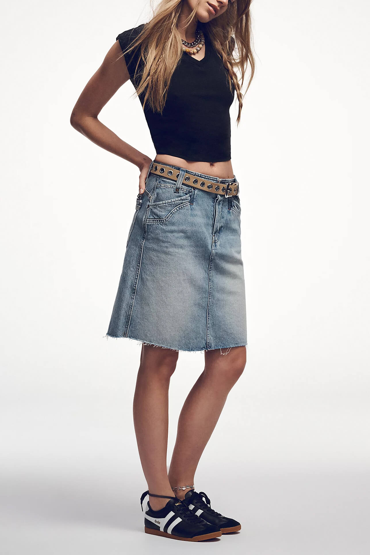 Free People Suzy Denim midi in sun stoned blue