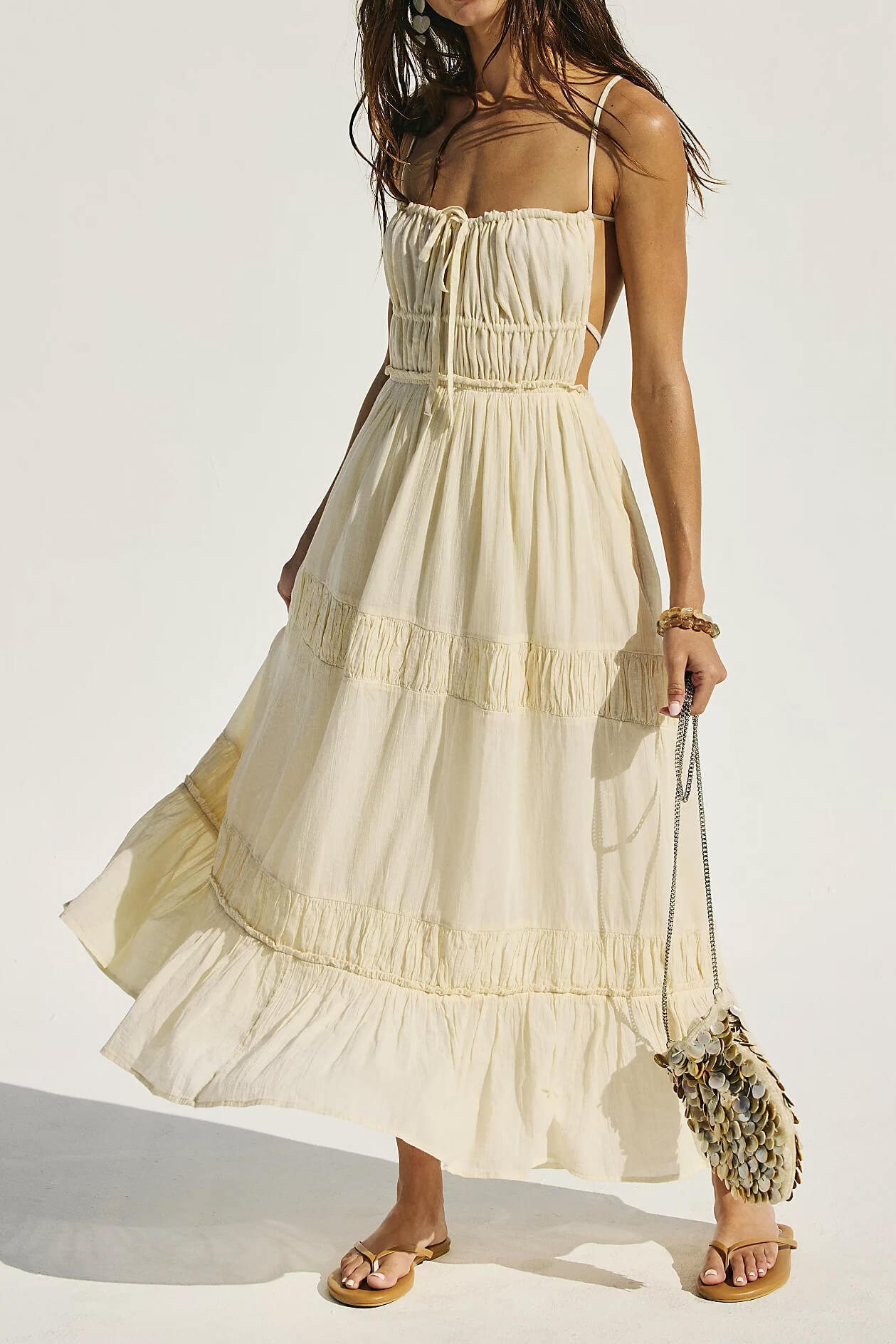 Free People taking sides maxi dress in wet plaster