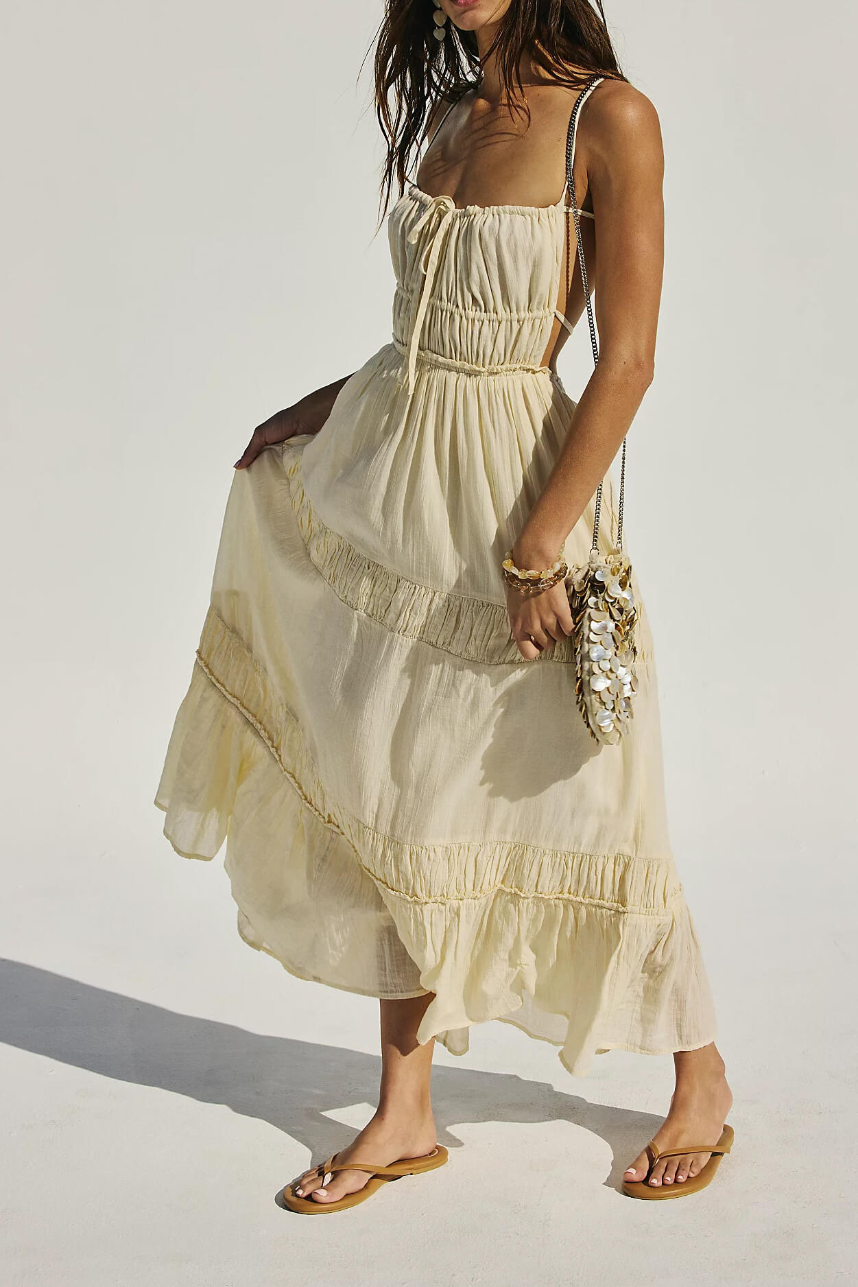 Free People taking sides maxi dress in wet plaster
